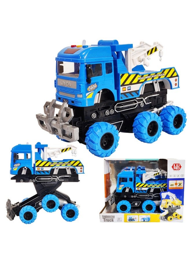 FunBlast 6 Wheel Drive Friction Powered Crane Truck Toy for Kids - Construction Toy Vehicles, Monster Towing Truck with Light & Sound for 3+ Years Children (Multicolor) - Image 1