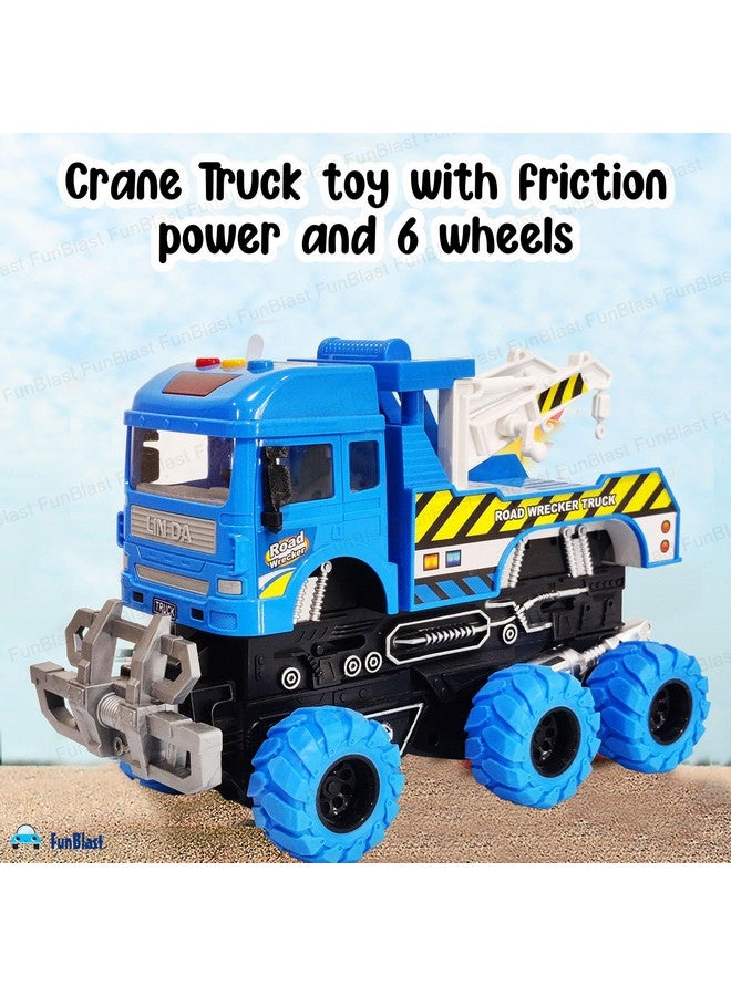 FunBlast 6 Wheel Drive Friction Powered Crane Truck Toy for Kids - Construction Toy Vehicles, Monster Towing Truck with Light & Sound for 3+ Years Children (Multicolor) - Image 5