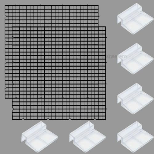 SANSEFERO Premier Plants Acrylic Aquarium Fish Tank Lid Cover Support Clip Clamp for Rimless Aquarium & Glass Top, Fish Tank Cover, Aquarium Hoods 6 Pieces (Black 2 Pcs Grid Divider & 6 Pieces 8 MM Holder) - Image 1