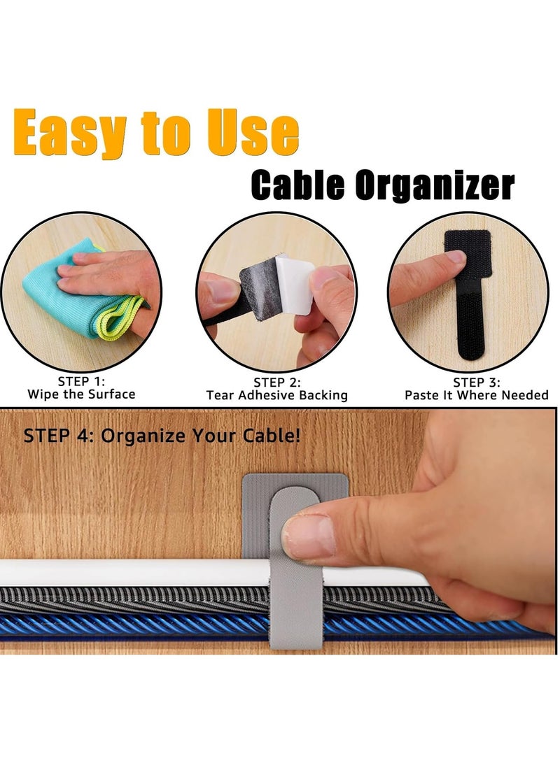 50 PCS علاقات الكابلات القابلة لإعادة الاستخدام ، وعلاقات الكابلات اللاصقة ، وإدارة الكابلات المرتبة ، ومنظمي الأسلاك القابلة لإعادة الاستخدام لخطافات الأسلاك لمقاطع مصابيح الأضواء في الهواء الطلق  - Image 3