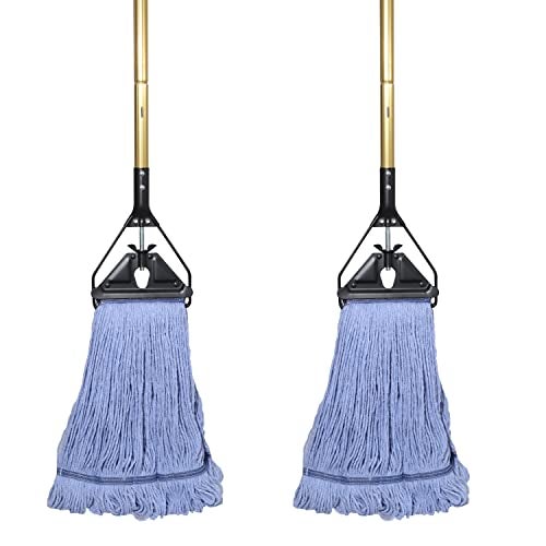 Midoneat Commercial Industrial Heavy Duty Mop with Long Handle,58" Looped-End String Wet Cotton Mops for Floor Cleaning, 2packs - Image 1