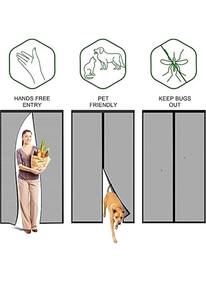 Thickened Fly Screen, Magnetic Curtain for Mosquito and Insect Protection - Balcony, Cellar, Patio Door - Easy Adhesive Installation, No Drilling - Black, 100 x 210 cm - Image 3