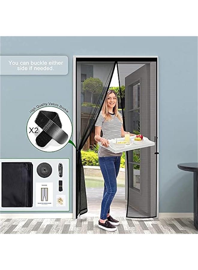 Thickened Fly Screen, Magnetic Curtain for Mosquito and Insect Protection - Balcony, Cellar, Patio Door - Easy Adhesive Installation, No Drilling - Black, 100 x 210 cm - Image 4