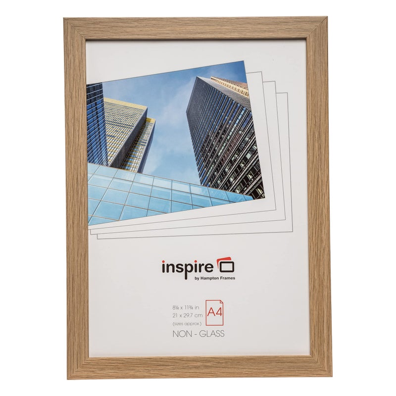 Hampton Frames  Sorbonne Poster Photo Frame A4 Brown Wood Effect Acrylic Front  Display Portrait or Landscape Wall Mount or Freestanding  Home or Office Decor