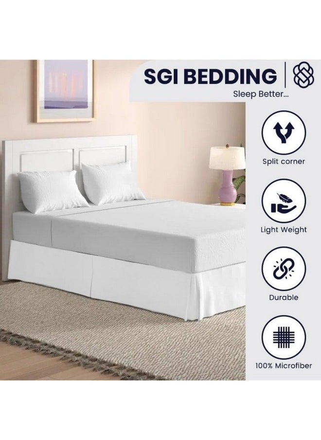 SGI bedding SGI bedding 18 Inch Drop Bed Skirt King Size with Platform to Stay in Place Elegant Pleated Design with Split Corners Wrinkle Resistant Fabric for Modern and Stylish Look - White  - Image 4