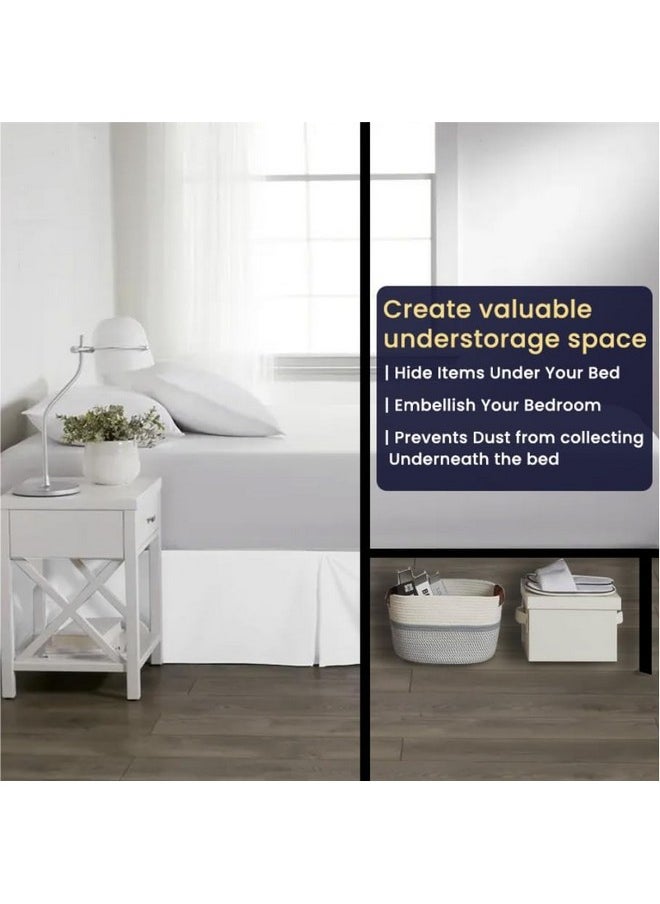 SGI bedding SGI bedding 18 Inch Drop Bed Skirt King Size with Platform to Stay in Place Elegant Pleated Design with Split Corners Wrinkle Resistant Fabric for Modern and Stylish Look - White  - Image 5