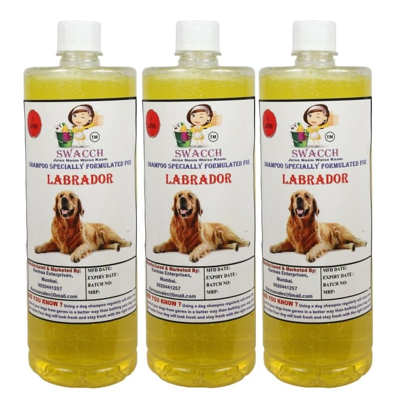 swacch Shampoo | Puppy Safe Shampoo | Labrador Dog Shampoo (1 Litre) (Pack of 3) Lemon + Large White Bone | Dog Chew Bones | Teething chew Toy | Dental Teething | Combo Pack - Image 2