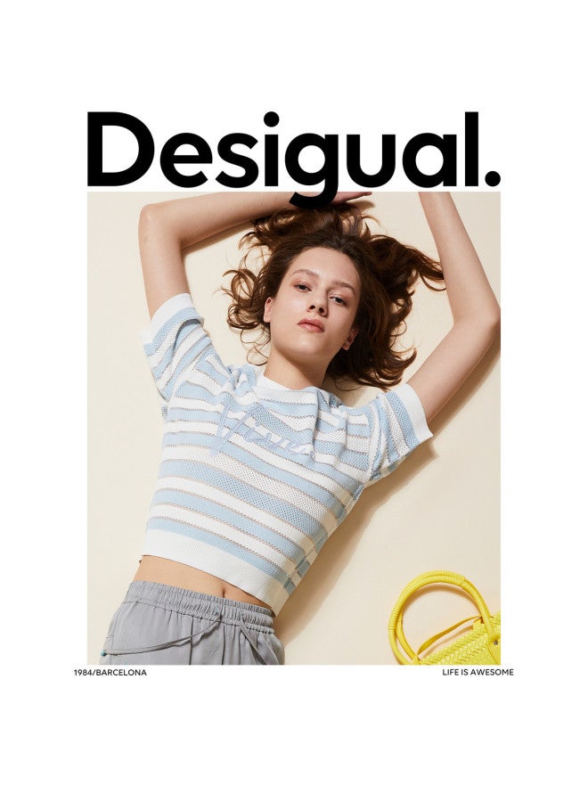 DESIGUAL oversized Striped Chain-embroidered Round Neck Women's Knitwear - Image 5