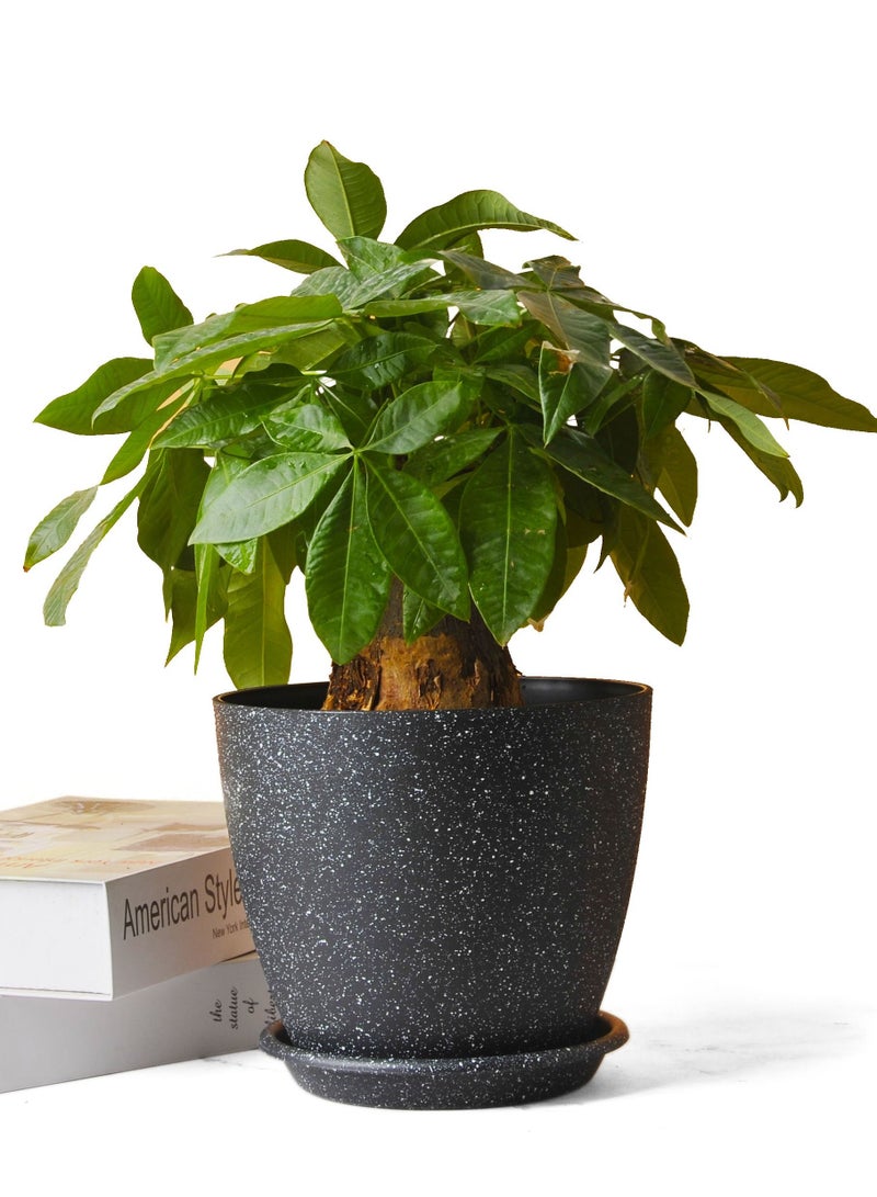 VGROW PRIME Plant Pots, Large Indoor Planters with Drainage Holes and Tray - Modern Flowerpot 4mm Thick Plastic (8 inches, black) - Image 4