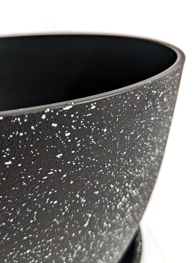 VGROW PRIME Plant Pots, Large Indoor Planters with Drainage Holes and Tray - Modern Flowerpot 4mm Thick Plastic (8 inches, black) - Image 2