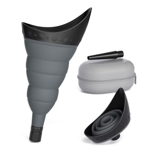 TRIPTIPS Pee Conch Foldable Female Urinal Device Portable Urinal for Women Pee Funnel for Women Travel, She Pee Cup for Women Stand to Pee Womens Urinal Funnel with Tube Case (C-Black) - Image 1