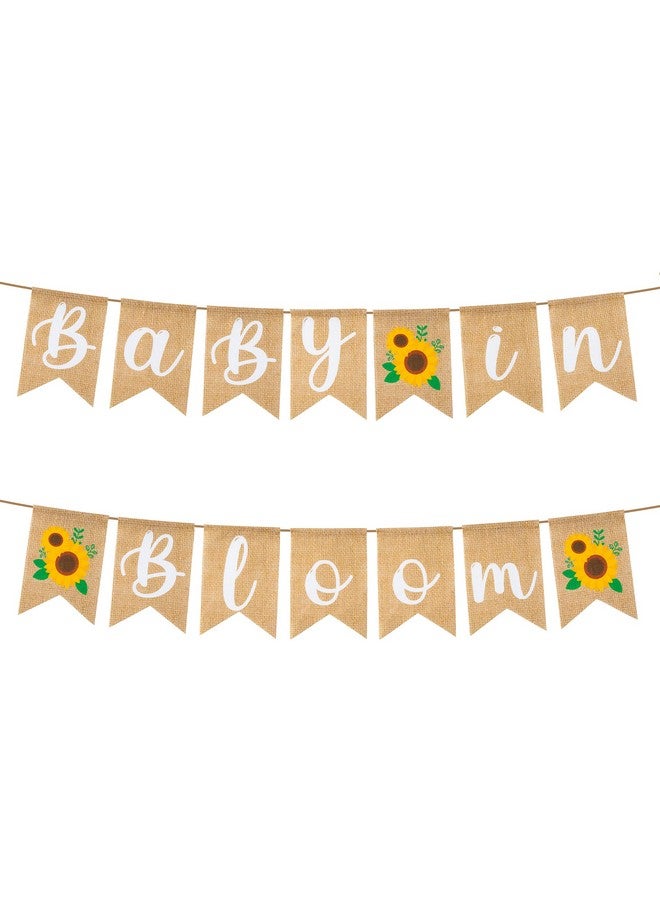 ANGOLIO Sunflower Baby In Bloom Shower Burlap Banner Decoration Wall Hanging Sunflower Banner Decor Different Color Pattern With Rope Baby Shower Hanging Banner Sign Decor Theme Party Indoor Decorations - Image 2