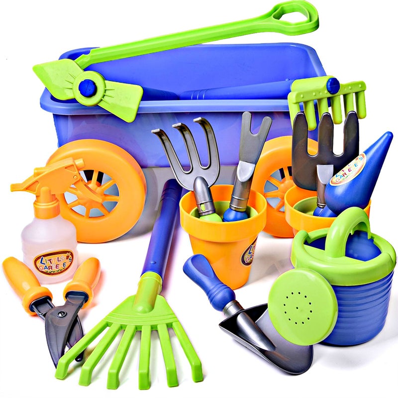 Dimple Garden Wagon & Tools Toy Set Premium 15Piece Gardening Tools & Wagon Toy Set - Sturdy & Durable - Top Yd  Beach  Sand  Garden Toy - Great for Kids & Toddlers (Garden Toy Set)  Green (Single) - Image 3