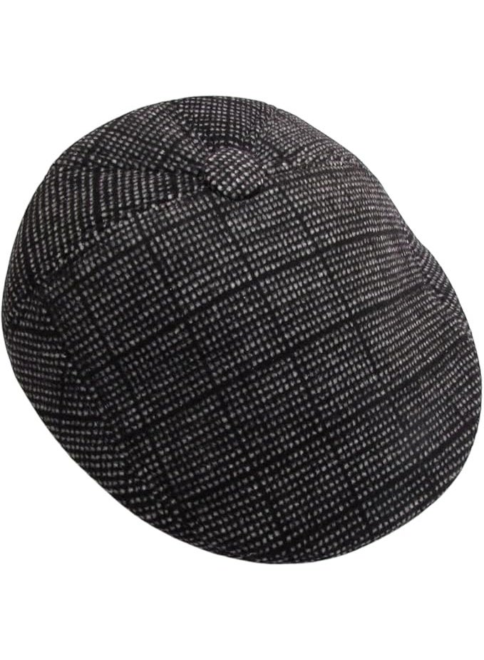 كاب رجالي كلاسيكي  بتصميم هيرينجبون صوفي رمادي - أنيق للشتاء والمناسبات اليومية، خامة صوف مُمزجة عالية الجودة، بطانة مبطّنة لراحة حرارية، حافة مُدعّمة ومقاس قابل للتعديل — هدية مثالية للرجل العصري والأنيق - Image 2