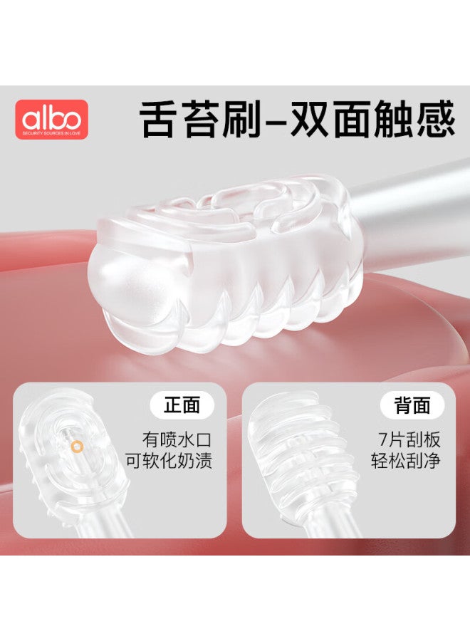 Albo Baby Toothbrush 0-3 Years Silicone Soft Bristles Oral Cleaning Stick Newborn Toddler Water Spray Tongue Cleaner