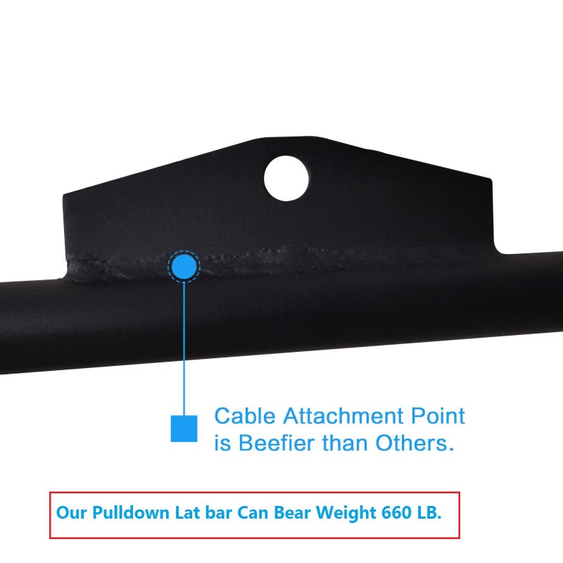 MARSAFIT Cable Machine Lat Pulldown Attachments - 29/39/48 Inch Wide Grip Bar with Non-slip Handle for Home Gym Tricep Training (K Bar Length 48 Inch) - Image 3