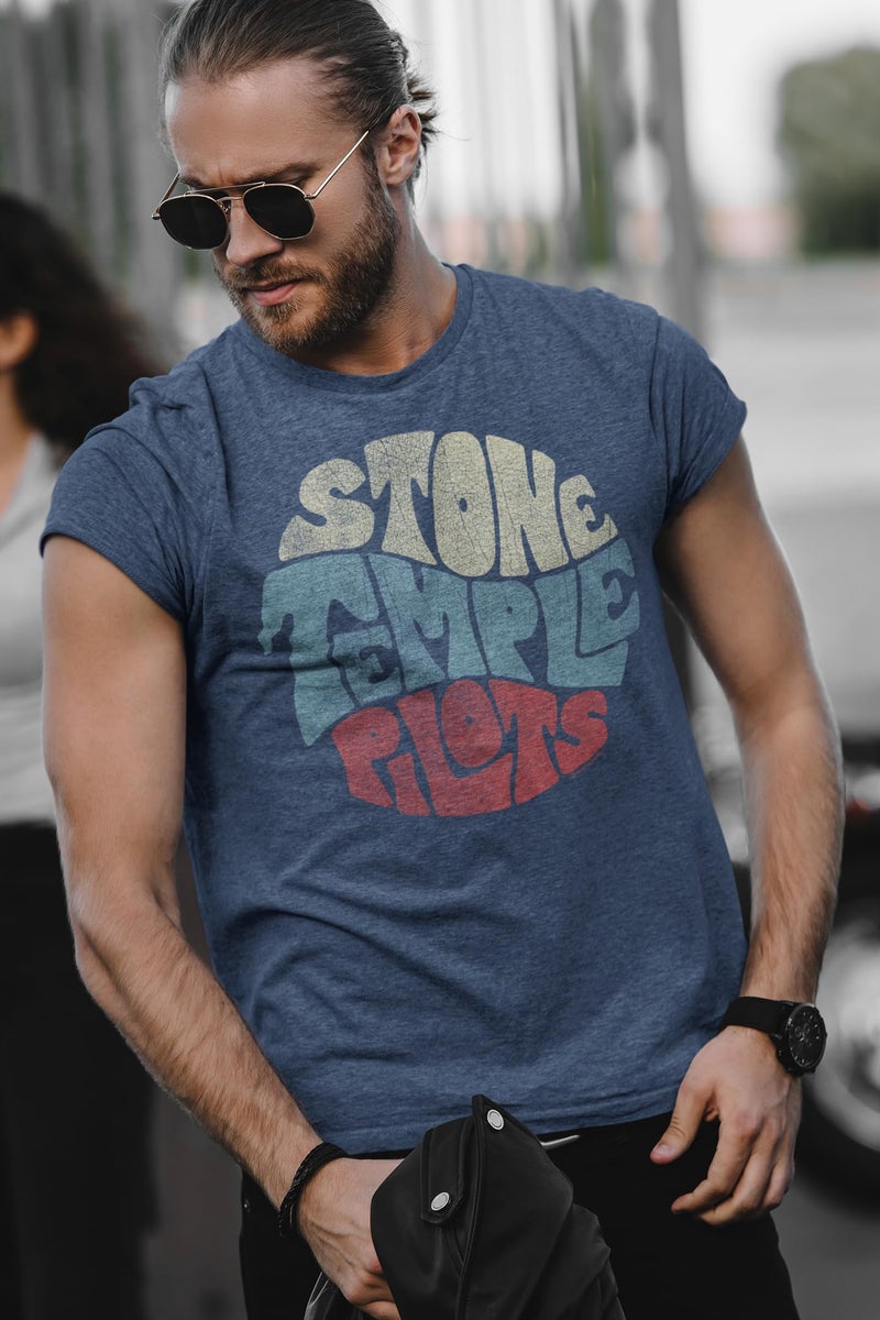 American Classics Stone Temple Pilots Rock Band Circle Logo Adult Short Sleeve T-Shirt Graphic Tee - Image 4