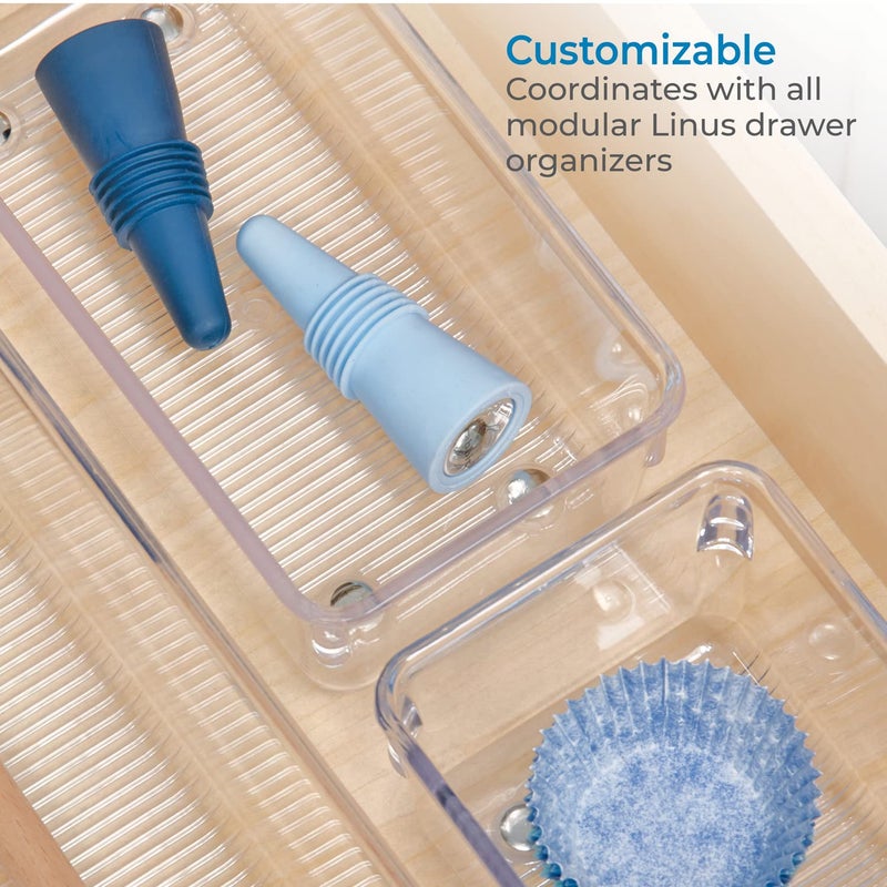 InterDesign iDesign Plastic Drawer Organizer for Kitchen, Bathroom, and Desk Drawers, Set of 2, Clear - Image 3