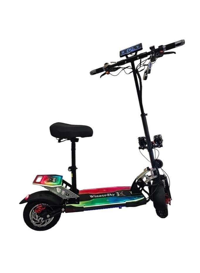 Winner Sky E10 Plus Electric Scooter 2024-1500W Motor | 25-30km Mileage | Full Foldable Design | Off-Road 10 x 2.5 Tires | Black Color | Full Colorful Lights Board - Image 3