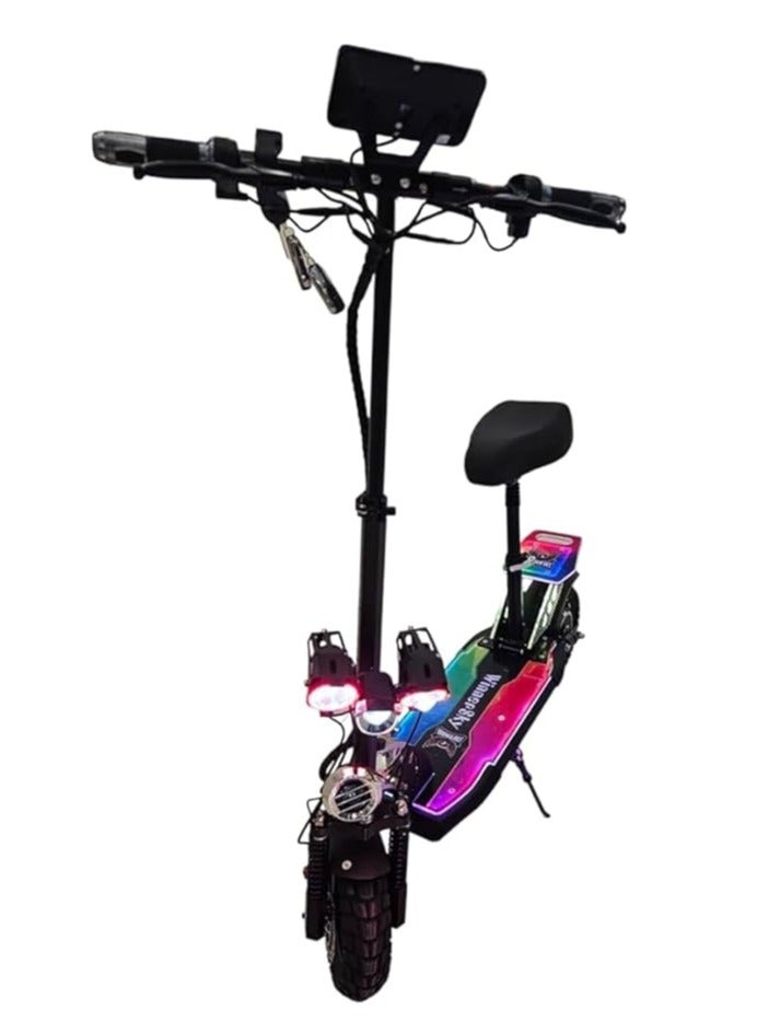 Winner Sky E10 Plus Electric Scooter 2024-1500W Motor | 25-30km Mileage | Full Foldable Design | Off-Road 10 x 2.5 Tires | Black Color | Full Colorful Lights Board - Image 5