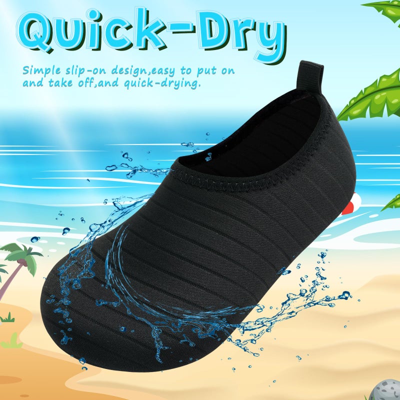 VIFUUR Kids Water Shoes Girls Boys Quick Dry Aqua Socks for Beach Swim Outdoor Sports M Black-34/35 - Image 4