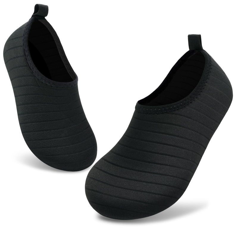 VIFUUR Kids Water Shoes Girls Boys Quick Dry Aqua Socks for Beach Swim Outdoor Sports M Black-34/35 - Image 1