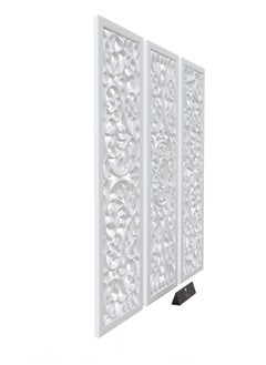 Wooden Twist Premium Wooden Decoration Hand Carved 3 Wall Panel (MDF Wood, White)  - Image 4