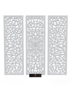 Wooden Twist Premium Wooden Decoration Hand Carved 3 Wall Panel (MDF Wood, White)  - Image 2
