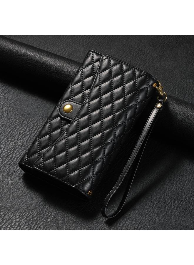 S-TOP Case For Samsung Galaxy A32 5G Zipper Multi-Card Wallet Rhombic Leather Phone Case - Image 2