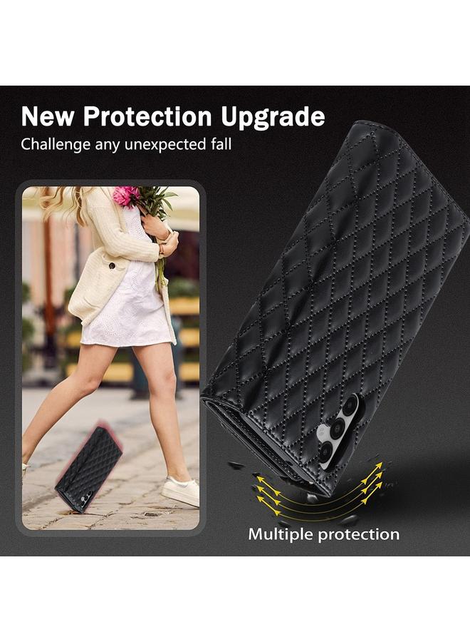 S-TOP Case For Samsung Galaxy A32 5G Zipper Multi-Card Wallet Rhombic Leather Phone Case - Image 5