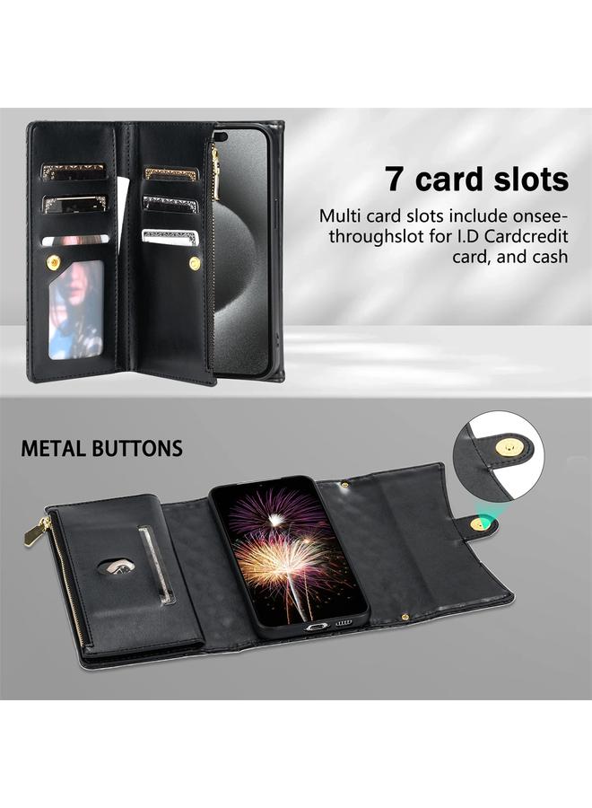 S-TOP Case For Samsung Galaxy A32 5G Zipper Multi-Card Wallet Rhombic Leather Phone Case - Image 4