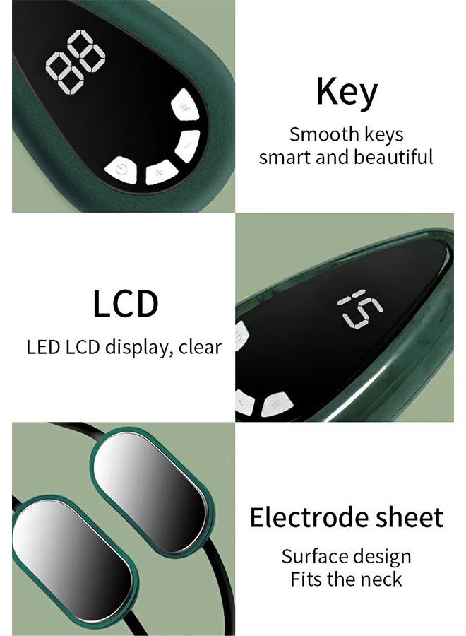مانجي مدلك الرقبة المعلقة ، مدلك العمود الفقري العنقي للإغاثة اللمفاوية EMS مع ضغط ساخن ، لتخفيف الآلام والاسترخاء في Office Home Travel (أخضر) - Image 3