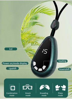 MAANGE Hanging ​​Neck Massager, EMS Lymphatic Relief Cervical Spine Massager with Hot Compress, for Pain Relief and Relax at Office Home Travel (Green)  - Image 4