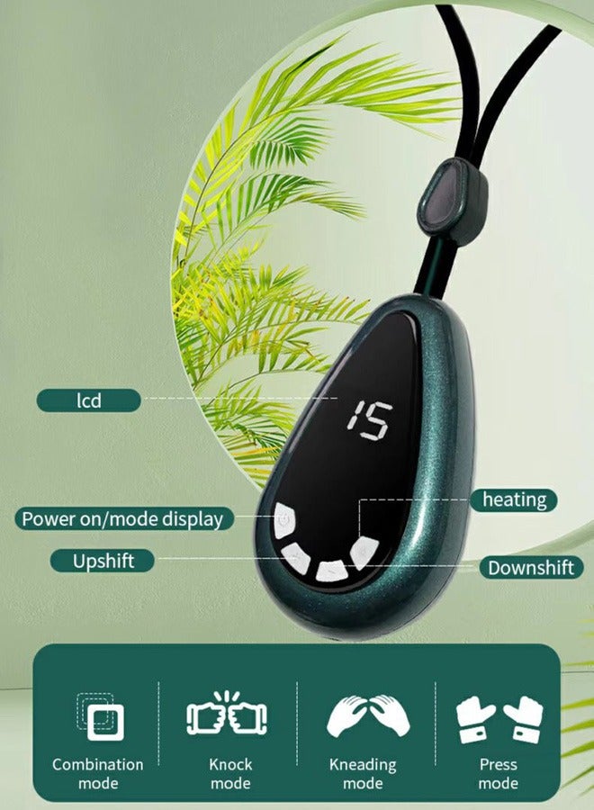 مانجي مدلك الرقبة المعلقة ، مدلك العمود الفقري العنقي للإغاثة اللمفاوية EMS مع ضغط ساخن ، لتخفيف الآلام والاسترخاء في Office Home Travel (أخضر) - Image 4