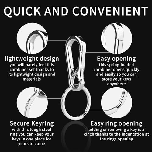 Zytiqt Key Ring, Metal Keychain Clip 4 Pack, Keychain Lanyard Snap Hook for Car Keys, Home and Office Keys, Durable Zinc Alloy Key Holder - Image 5