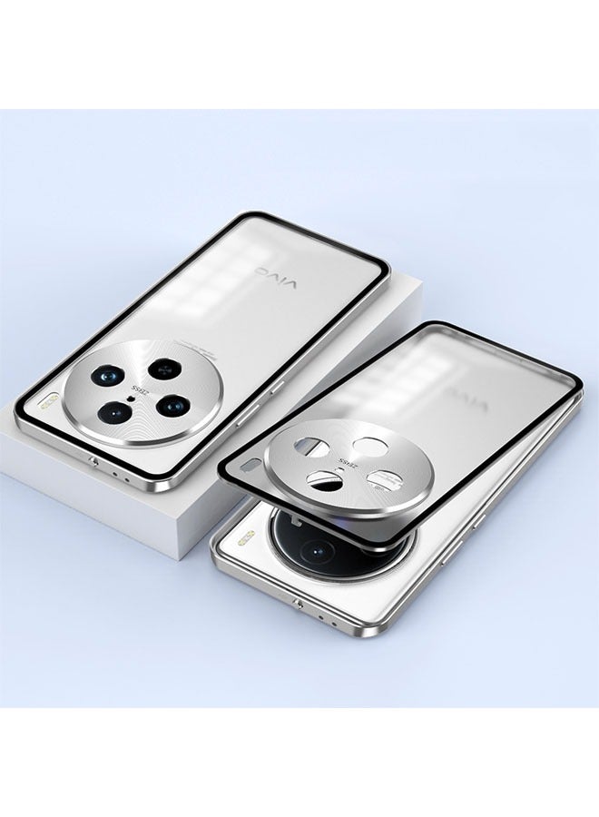 general Suitable for vivo X100/X100pro metal frame snap buckle single-sided glass phone case Y100 lock goggle case
