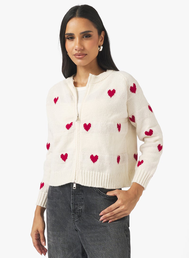 Ginger Heart Embroidered Button Up Cardigan - Image 1