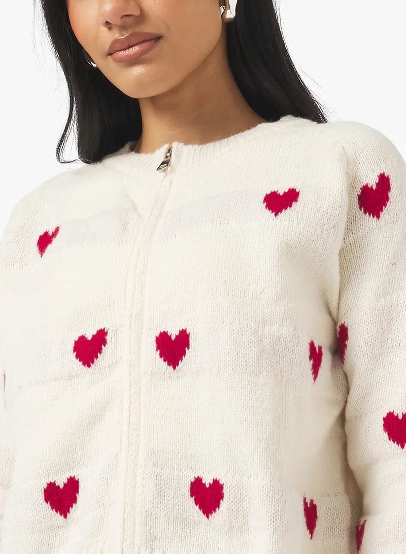Ginger Heart Embroidered Button Up Cardigan