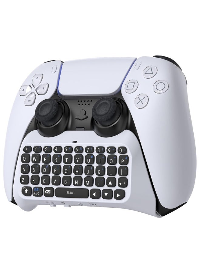 Wireless Controller Keyboard for PS5/PS5 Pro, Bluetooth 3.0Mini Portable Gamepad Chatpad with Built-in Speaker&3.5MM Audio Jack for PS5/PS5 Pro Voice Chat Board for Messaging&Gaming Live Chat (White) - Image 1