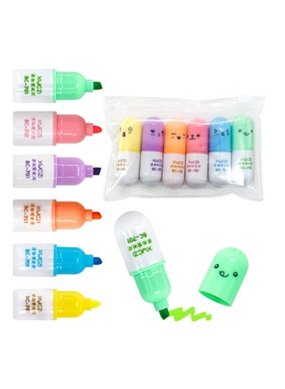 Highlighter Pens, Mini Pill Shaped for Writing Cute Face Graffiti Marker Pen, Stationery Set, School Office Supplies, Kawaii Style, Student (6 PCS) - pzsku/Z92D1A6643B74EB0D4AAFZ/45/_/1701073778/e928f88d-1d5b-45aa-b714-200afb74a532