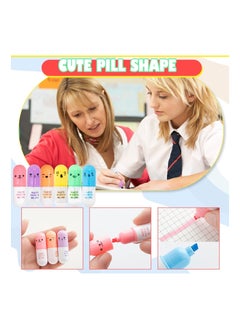 Y&D Highlighter Pens, Mini Pill Shaped for Writing Cute Face Graffiti Marker Pen, Stationery Set, School Office Supplies, Kawaii Style, Student (6 PCS)  - Image 3