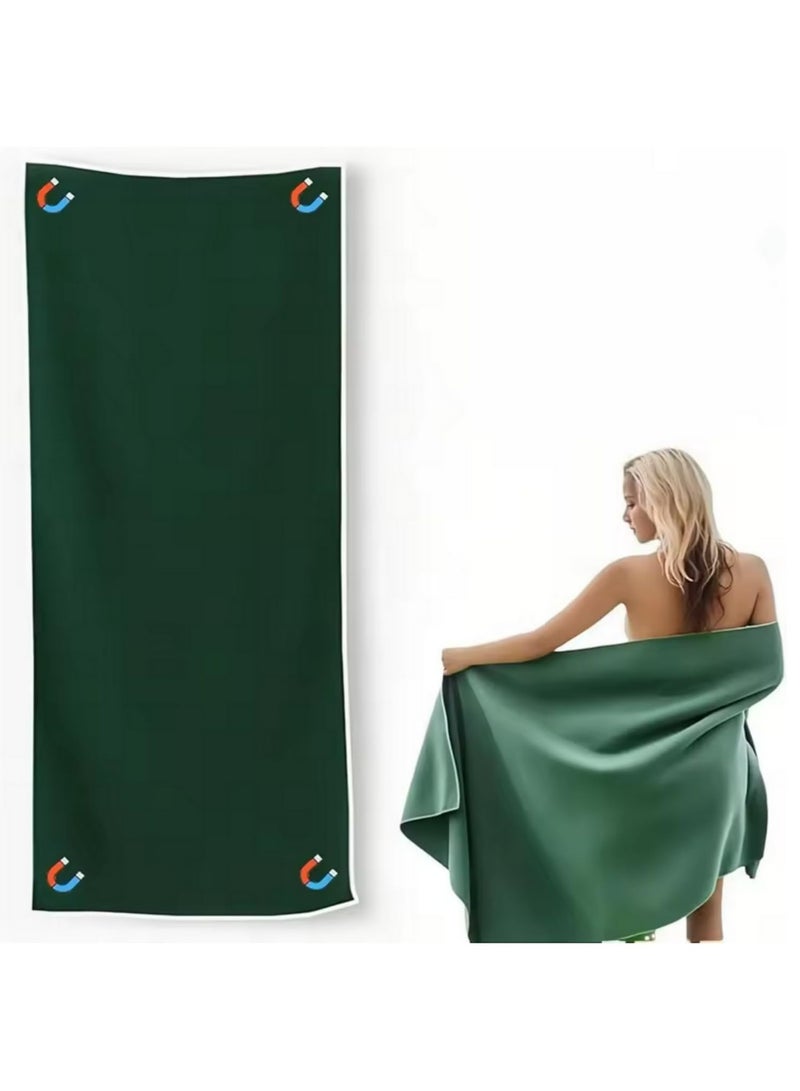 1pcs Magnetic Quick Dry Towel Microfiber Absorbent Sand Free Beach Towel with Magnetic Closure for Pool Travel Camping Portable Privacy Curtain for Changing Bathing Bathroom 190 * 76cm green - Image 1