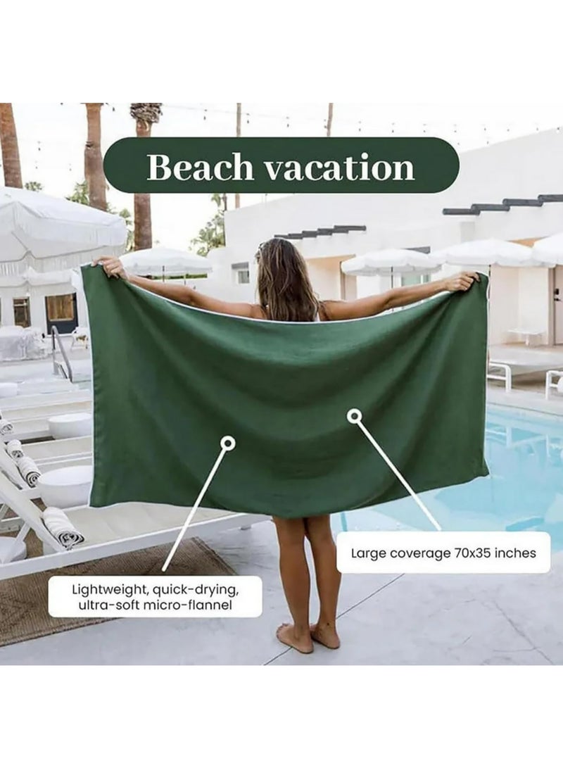 1pcs Magnetic Quick Dry Towel Microfiber Absorbent Sand Free Beach Towel with Magnetic Closure for Pool Travel Camping Portable Privacy Curtain for Changing Bathing Bathroom 190 * 76cm green - Image 3