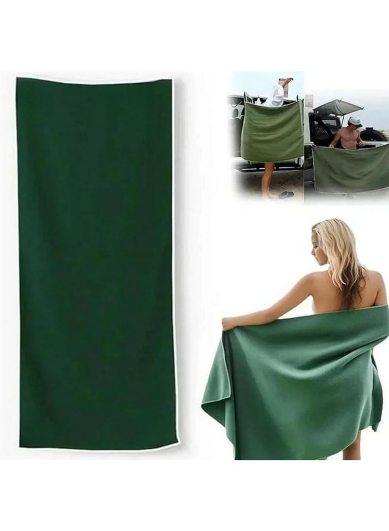 1pcs Magnetic Quick Dry Towel Microfiber Absorbent Sand Free Beach Towel with Magnetic Closure for Pool Travel Camping Portable Privacy Curtain for Changing Bathing Bathroom 190 * 76cm green - Image 4