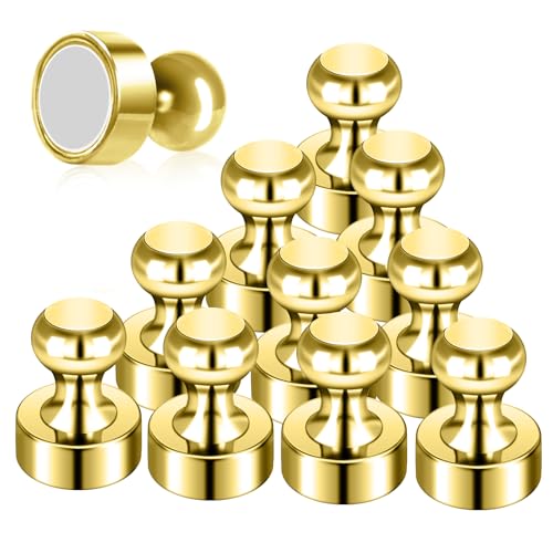 GOOZADA 12Pack Gold Magnets for Whiteboard Cute Fridge Magnet Small Refrigerator Magnets Office Magnets for Fridge Whiteboard Billboard in Kitchen Home Classroom School
