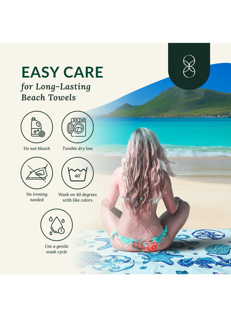 Cloud Scape Linen Coral Cotton Beach Towels Set Pack of 2, 39x71 inches, Quick Dry and Highly Absorbent Towels,STARFISH & Turtle  - Image 4