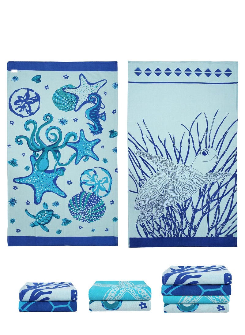 Cloud Scape Linen Coral Cotton Beach Towels Set Pack of 2, 39x71 inches, Quick Dry and Highly Absorbent Towels,STARFISH & Turtle  - Image 1