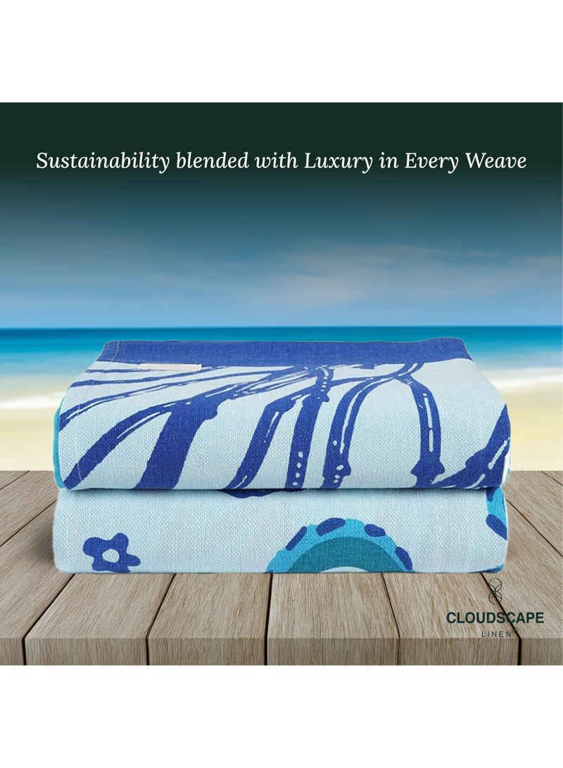 كلاود سكيب لينين Coral Cotton Beach Towels Set Pack of 2, 39x71 inches, Quick Dry and Highly Absorbent Towels,STARFISH & TurtleCotton Beach Towels Set Pack of 2, 39x71 inches, Quick Dry and Highly Absorbent Towels,STARFISH & TurtleCoral - Image 2