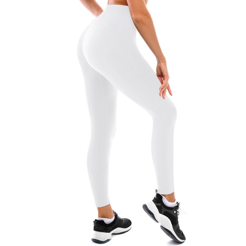 Fawarior High Waisted Leggings for Women, Buttery Soft Workout Yoga Leggings White LXL - Image 1