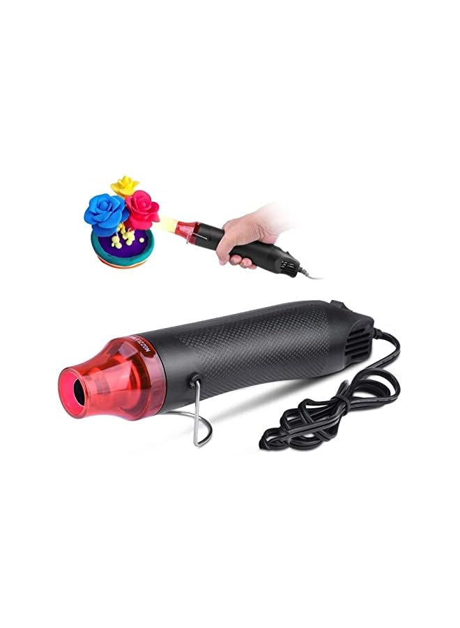vesus Mini Heat Gun Electric 300W Portable Hot Air Gun for DIY Craft Embossing Shrink Wrapping PVC Drying Paint Clay Rubber Stamp Multi Function Hand Hold Heat Tools (Black+Red) - Image 3